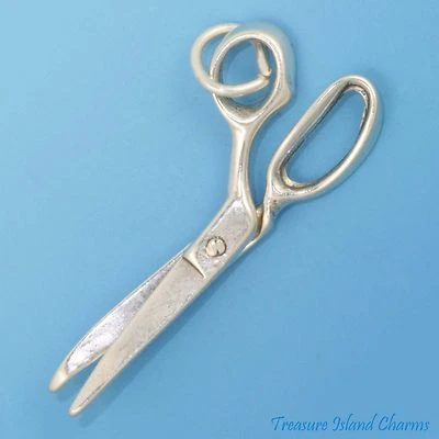 Sewing Scissors Movable 3D 925 Sterling Silver Charm Pendant Seamstress Tailor - Image 1 of 3
