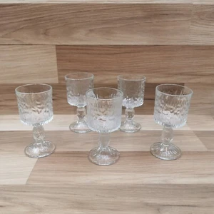 5 x Vintage Ravenhead Siesta 15cl Ice Bark Effect Glass Goblets - Picture 1 of 9