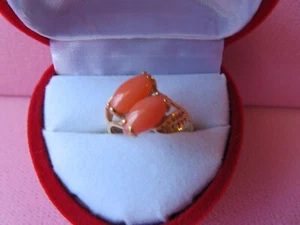 Y sólido 14 k. Anillo de hoja de coral de piel de ángel dorado talla 6/2,23 gramos - Imagen 1 de 9