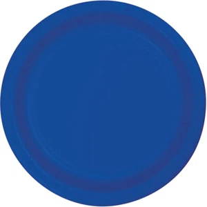 Cobalt Blue Party Supplies Paper Lunch Plates 24 Pack Solid Plain Tableware - Picture 1 of 1