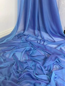 1 METER TWO TONE BLUE SOFT CATIONIC CHIFFON 100% POLYESTER FABRIC 58” WIDE - Picture 1 of 6