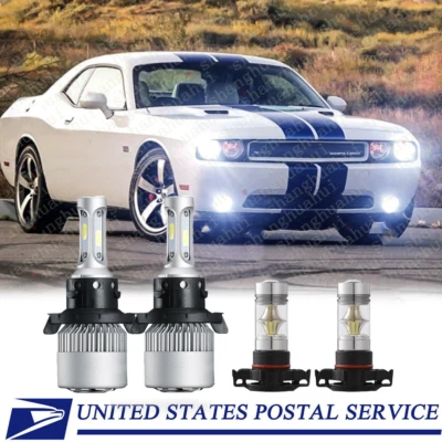 For Dodge Challenger 2009-2014 6000K White LED Headlights & Fog Light Bulbs KIT - Image 1 of 4