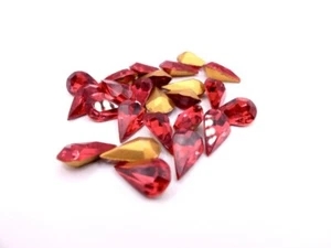 Rhinestone Crystal Ruby 12 Pack 13mm x 8mm Faceted Cabochons Teardrop Gems - Picture 1 of 3