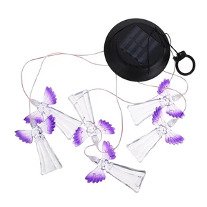 Solar Engel Form Windspiel Leuchte Garten Hänge Glocke Lampe Außen Deko - Bild 1 von 12