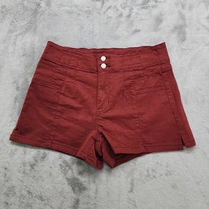 Vanilla Star Short Womens W31/13 Burgundy Red High Rise Double Button 3" Stretch - Picture 1 of 11