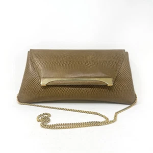 Vintage Susan Gail Handbag Brown Snakeskin Clutch Gold Tone Shoulder Chain - Picture 1 of 11