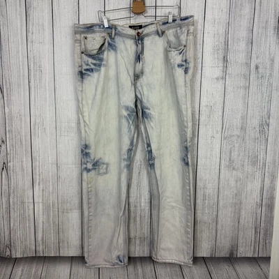 Pantalones de mezclilla AKOO para hombre 44x34 blancos sin rivales blanqueados desgastados hip hop pierna recta Foto 1 de 4