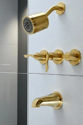 Paquete de molduras de bañera y ducha Kingston Latón KBX813.SVL Serena - Latón Foto 1 de 4