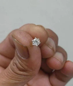 3MM Round Moissanite Piercing Screw Back Nose Pin 18k Yellow Gold plated - Picture 1 of 4