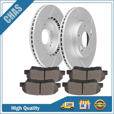 Rotores de freno delanteros perforados y ranurados pastillas de freno para Hyundai Elantra 2011-2016 Foto 1 de 4