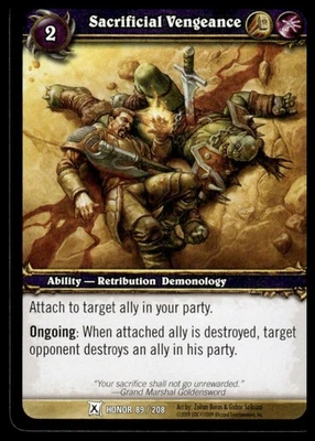 Sacrificial Vengeance 89/208 Fields of Honor 2009 World of Warcraft TCG NM - Image 1 of 2