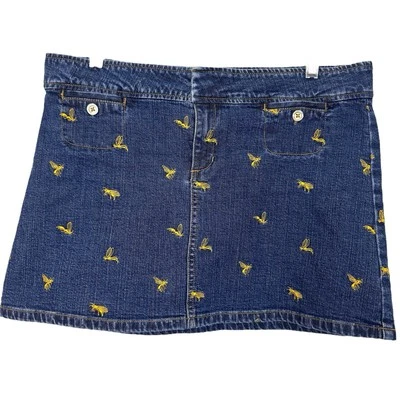 Mini falda vaquera Lilly Pulitzer línea A bordada abejas avispa para mujer talla 8  Foto 1 de 4