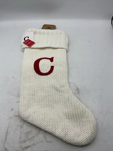 Wondershop Knit Stocking Socks 19in White Monogram “H” - Picture 1 of 5