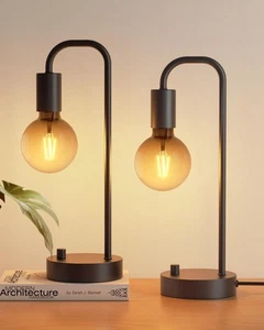Industrial Table Lamp Set of 2, Fully Dimmable Beside Lamp with Gradient Blac... - Picture 1 of 7