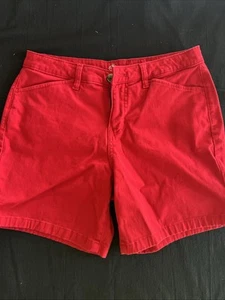 Women's St. John's Bay Red 7" Chino Shorts Size 10 - Picture 1 of 5