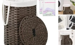 Laundry Hamper with Lid, 19.0 Gal (72 L) Round Wicker 19.0 Gal - 72L Brown - Picture 1 of 7