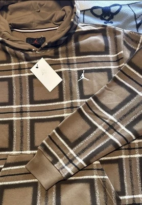 Sudadera con capucha para hombre Air Jordan Nike marrón a cuadros Jumpman talla grande FV7458-223 Foto 1 de 4