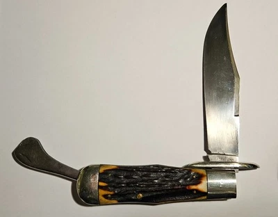 Antique Marbles Stag Folding Safety Hunting Knife 1914-1935 - Large Blade Model - Image 1 of 4