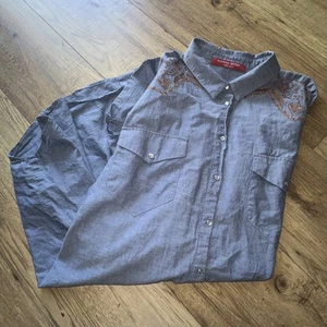 Marina Rinaldi Women's Blue Fabula Cotton Tunic Shirt Western 100% Cotton  - Picture 1 of 7