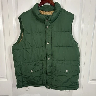 Old Navy Puffer Vest Mens XL Green Snap Front Outdoor Core Workwear Hiking - Image 1 of 4