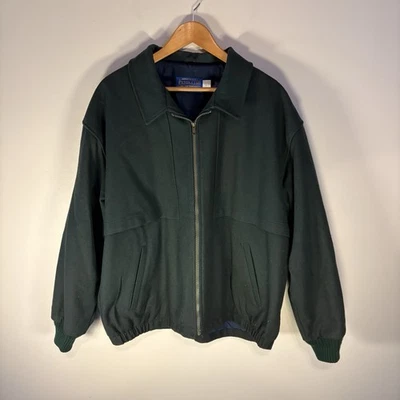 Vtg Pendleton Wool Plaid Lined Cruiser Jacket Bomber Green USA Made 70s 80s L - Image 1 of 4