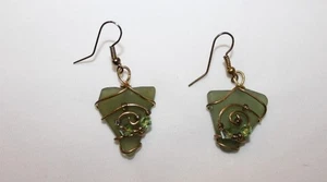 Strandglas Freiform Draht umwickelt Sterling Ohrringe evtl. von Charles Albert? - Bild 1 von 9