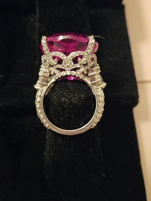 Sterling Silver 6ct Lab Created Ruby and  Sapphire ring - Image 1 of 4