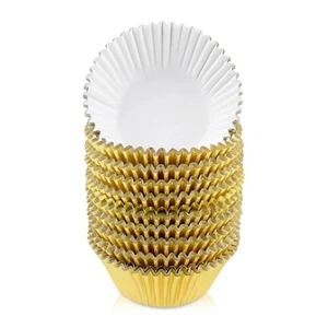 200 Gold Foil Cupcake Liners - Metallic Muffin Baking Cups for Parties - Picture 1 of 7