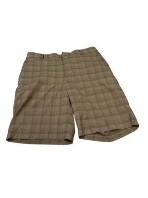 Pantalones cortos chinos de golf Walter Hagen para hombre tostados a cuadros frente plano talla 36 Foto 1 de 4