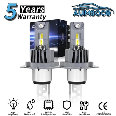 For Chevrolet Cavalier 1991-1994 Pair H4 LED Headlight Kit Bulbs High Low Beam - Image 1 of 4