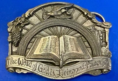 La Palabra de Dios es Viva y Poderosa Santa Biblia 1986 Siskiyou Hebilla de Cinturón Foto 1 de 4