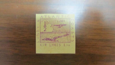 LUNDY ISLAND AITCHISON 18 YELLOW PAPER GUMMED PROOF AIRMAIL MNH - Image 1 of 2