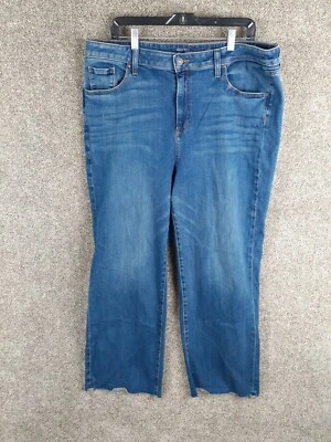 Chicos High Rise Raw Hem Straight Leg Jeans Womens 18R / 3.5R Blue Denim Stretch - Image 1 of 4