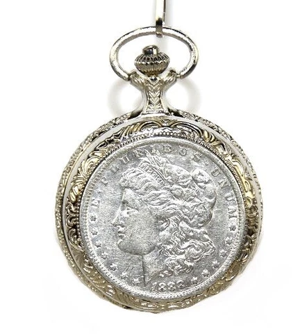 American Coin Treasure 1800s Morgan Silver Dollar Pocket Watch Cover
