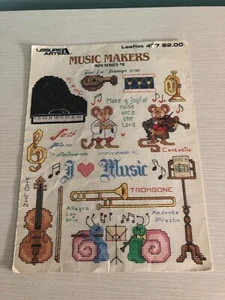 Music Makers Mini Series #8 477 Leisure Arts Cross Stitch Pattern Leaflet - Picture 1 of 3