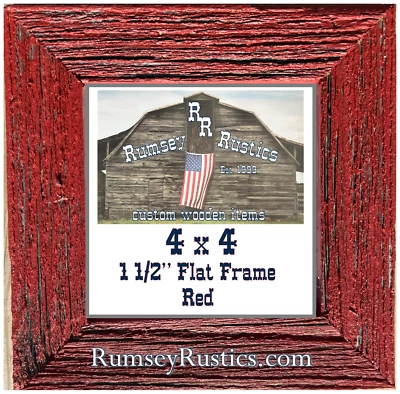 4x4" turquoise washed color paint rustic barn wood picture frame red blue white - Image 1 of 4