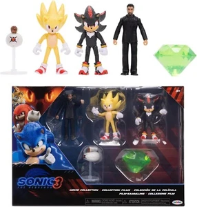 JAKKS Pacific Sonic Hedgehog 3 Movie 2.5" Figure set: shadow super sonic emerald - Picture 1 of 2