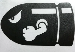 Super Mario Bros Bullet Bill Cut Vinyl Decal Sticker Retro Nintendo - Picture 1 of 4