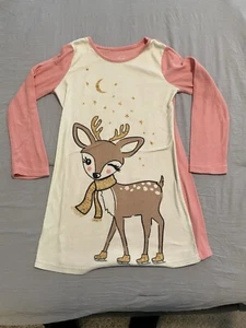 Wonder Nation Girl Pajama Nightgown -small -Bambi-Deer-Fleece - Picture 1 of 4