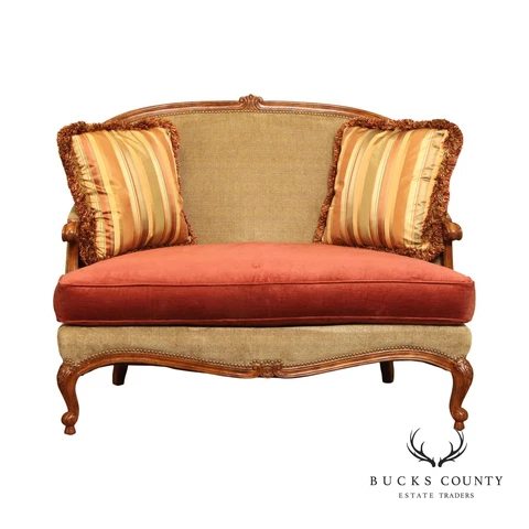 Wesley Hall French Louis XV Style Carved Frame Loveseat Cover