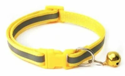 Reflective Collar with Bell Puppy Kitten Adjustable Small Nylon Cat Dog Yellow - Image 1 of 2