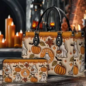 Custome Funny Ghost Halloween Handbag with Handle – Cute Trick or Treat Bag - Picture 1 of 7