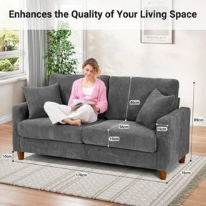 2/3Sitzer Corduroy Sofa Gästesofa mit 2 Sitzkissen, dreier Couch mit Armlehne DE - Bild 1 von 73