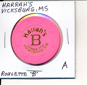 VICKSBURG MISSISSIPPI CASINO CHIP - HARRAH'S CASINO ROULETTE 'B' - A - Foto 1 di 2