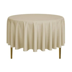 Round Tablecloth 90" Premium Beige Polyester Fabric Wedding Banquet Restaurant - Picture 1 of 6
