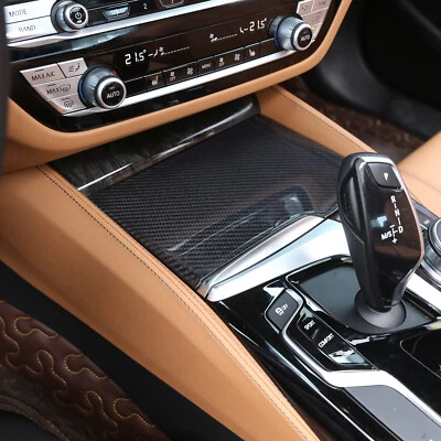 Cubierta de borde de panel de tapa de portavasos de fibra de carbono real para BMW 530i M550i G30 M5 F90 Foto 1 de 4