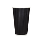 20 pcs 16oz Disposable Black Insulated Ripple Paper Cups Hot Coffee