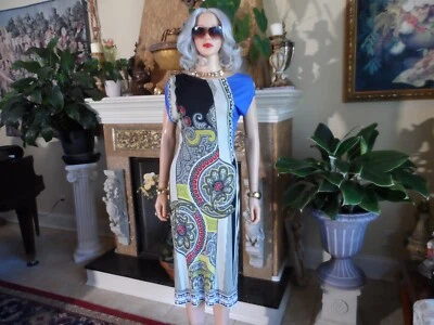 Vestido recto midi estampado cachemir multicolor azul Etro talla IT 44- US 8 Foto 1 de 4