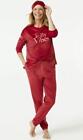 NEW Choose Sz Dark Red Soft Velour JOLLY VIBES Christmas 3 Pc Pajama Lounge Set
