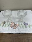 Vintage Hungarian  Crystal Coupe champagne Etched Rose glasses ~Lot of 2